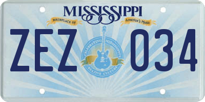 MS license plate ZEZ034