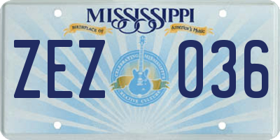 MS license plate ZEZ036