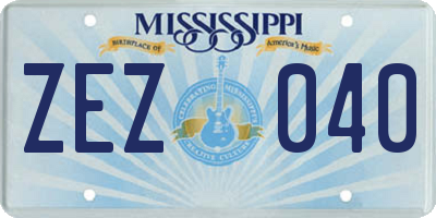 MS license plate ZEZ040