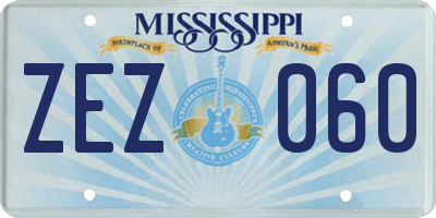 MS license plate ZEZ060