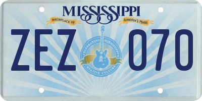 MS license plate ZEZ070
