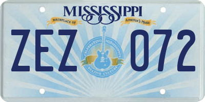 MS license plate ZEZ072