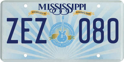 MS license plate ZEZ080