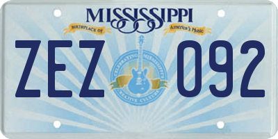 MS license plate ZEZ092