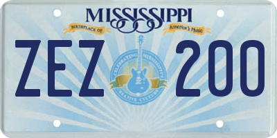 MS license plate ZEZ200