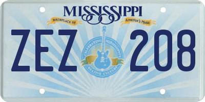 MS license plate ZEZ208