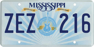 MS license plate ZEZ216