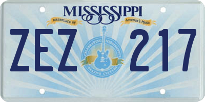 MS license plate ZEZ217