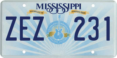 MS license plate ZEZ231