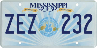 MS license plate ZEZ232