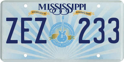 MS license plate ZEZ233