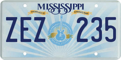 MS license plate ZEZ235