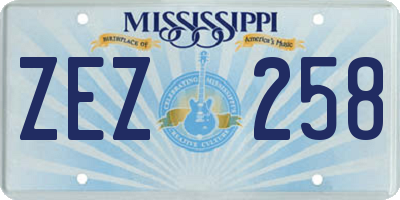 MS license plate ZEZ258