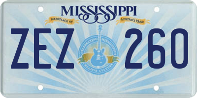 MS license plate ZEZ260