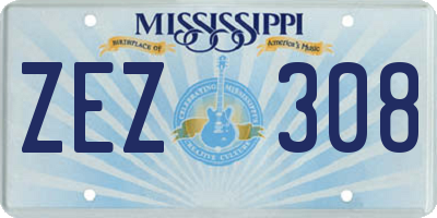 MS license plate ZEZ308