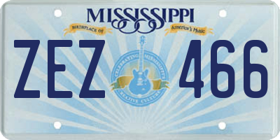 MS license plate ZEZ466