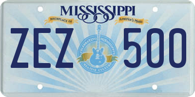MS license plate ZEZ500