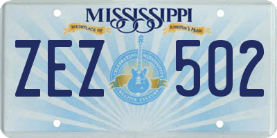 MS license plate ZEZ502