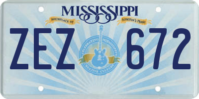 MS license plate ZEZ672