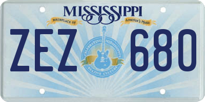 MS license plate ZEZ680