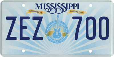 MS license plate ZEZ700