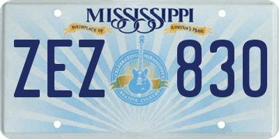 MS license plate ZEZ830