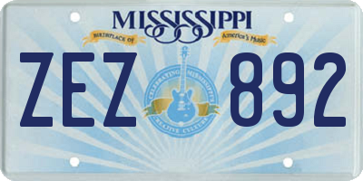 MS license plate ZEZ892