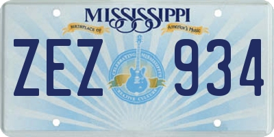 MS license plate ZEZ934