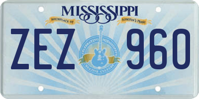 MS license plate ZEZ960