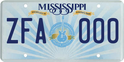 MS license plate ZFA000