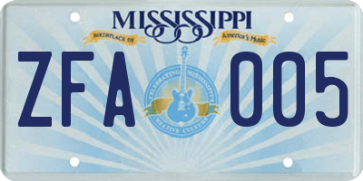 MS license plate ZFA005
