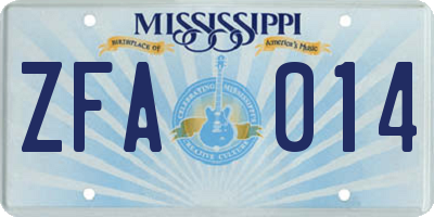 MS license plate ZFA014