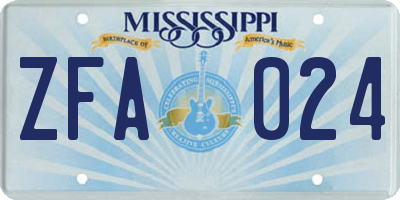 MS license plate ZFA024