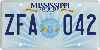 MS license plate ZFA042