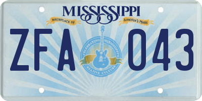 MS license plate ZFA043