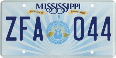 MS license plate ZFA044