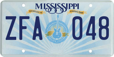 MS license plate ZFA048