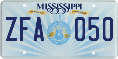 MS license plate ZFA050