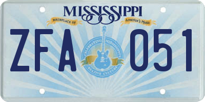 MS license plate ZFA051