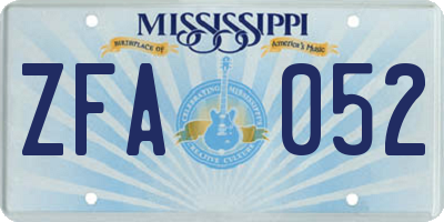 MS license plate ZFA052
