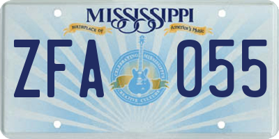MS license plate ZFA055