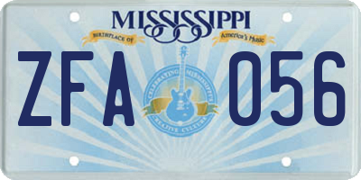 MS license plate ZFA056