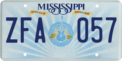 MS license plate ZFA057