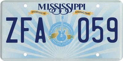 MS license plate ZFA059