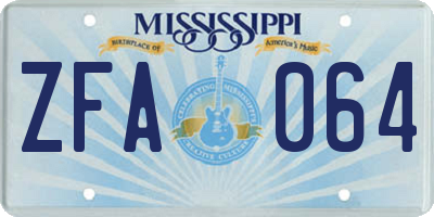 MS license plate ZFA064