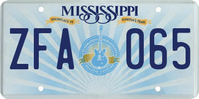 MS license plate ZFA065