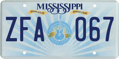 MS license plate ZFA067
