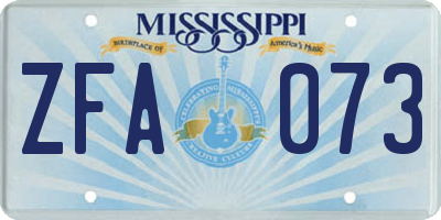 MS license plate ZFA073