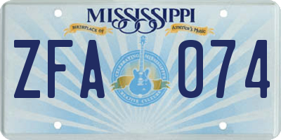 MS license plate ZFA074