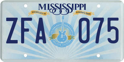 MS license plate ZFA075